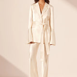 Shona Joy La Lune Flared Sleeve Belted Blazer | Cream