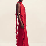 Shona Joy Agnes Draped Ruffle Maxi Dress | Cherry