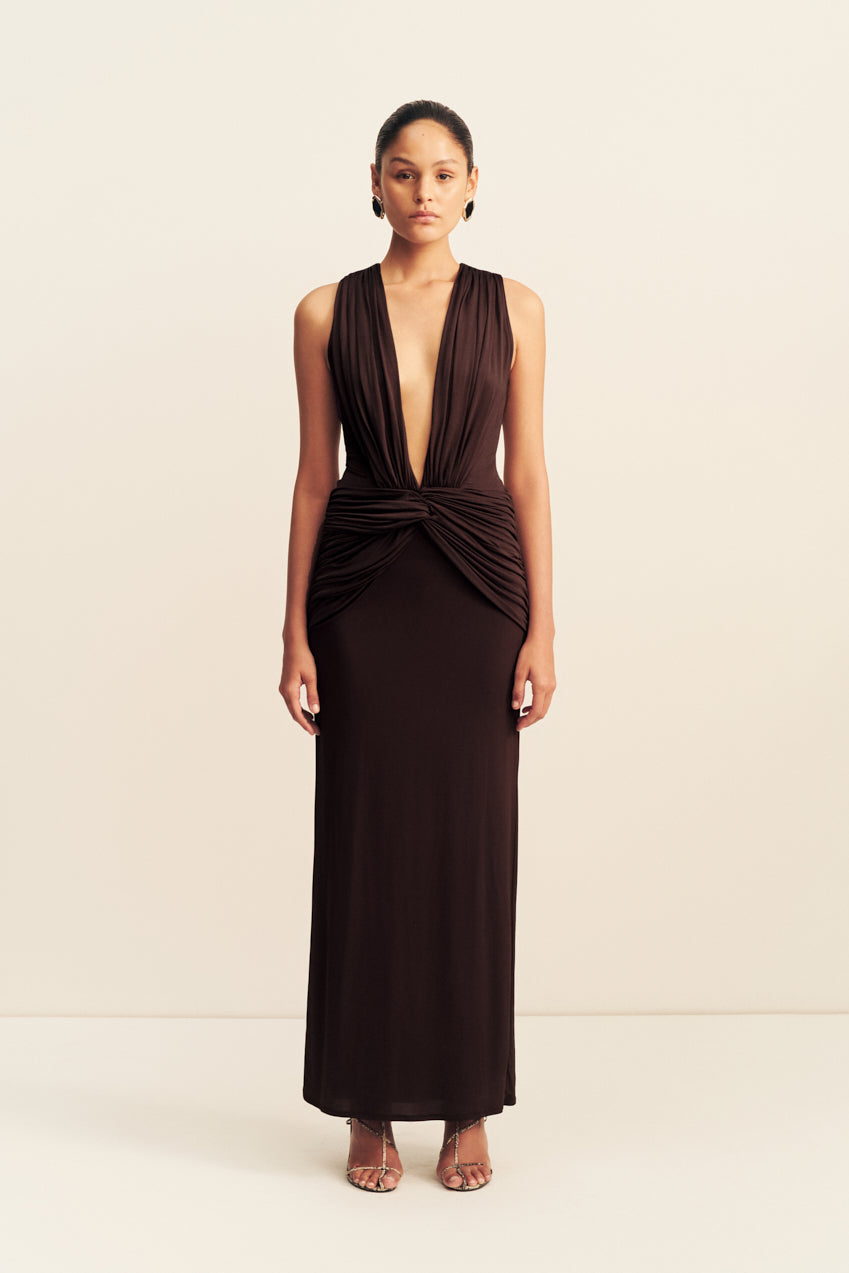 Miro Sleeveless Plunged Maxi Dress