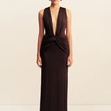 Miro Sleeveless Plunged Maxi Dress