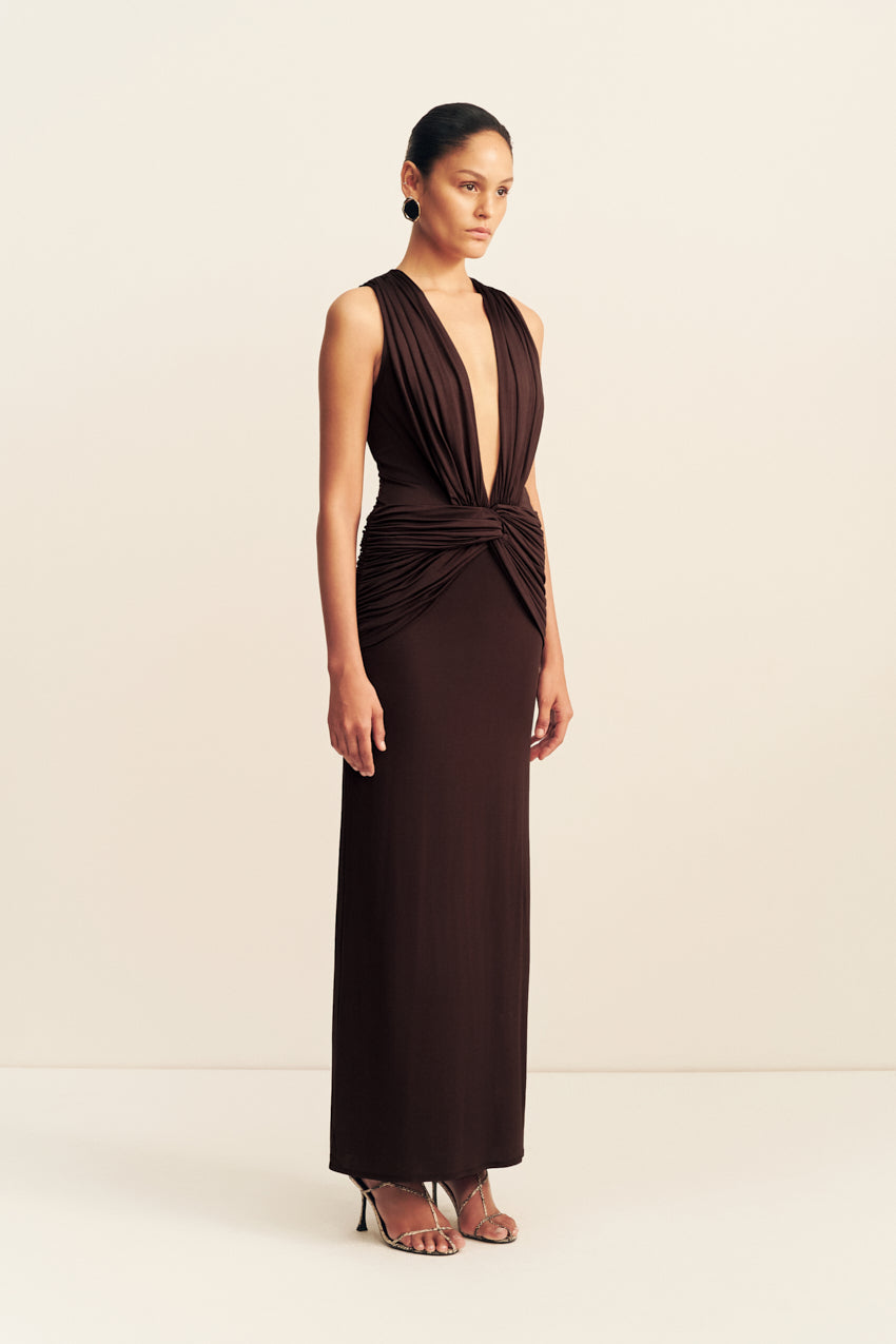 Miro Sleeveless Plunged Maxi Dress