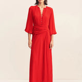 Shona Joy Romy High Neck Balloon Sleeve Maxi Dress | Chilli