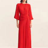 Shona Joy Romy High Neck Balloon Sleeve Maxi Dress | Chilli