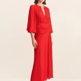 Shona Joy Romy High Neck Balloon Sleeve Maxi Dress | Chilli