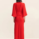 Shona Joy Romy High Neck Balloon Sleeve Maxi Dress | Chilli