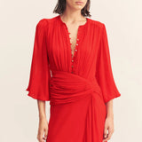 Shona Joy Romy High Neck Balloon Sleeve Maxi Dress | Chilli