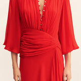 Shona Joy Romy High Neck Balloon Sleeve Maxi Dress | Chilli