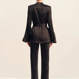 Shona Joy La Lune Flared Sleeve Belted Blazer | Black