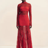 Shona Joy Labyrinth Lace High Neck Maxi Dress | Cherry