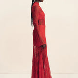 Shona Joy Labyrinth Lace High Neck Maxi Dress | Cherry