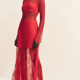 Shona Joy Labyrinth Lace High Neck Maxi Dress | Cherry