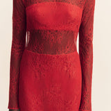 Shona Joy Labyrinth Lace High Neck Maxi Dress | Cherry