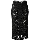 Shé Societe Giselle Crochet Pencil Skirt | Black