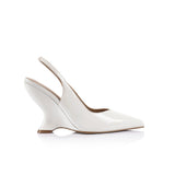 Lana Wilkinson Monique Slingback Wedge | White Croc-Embossed Leather