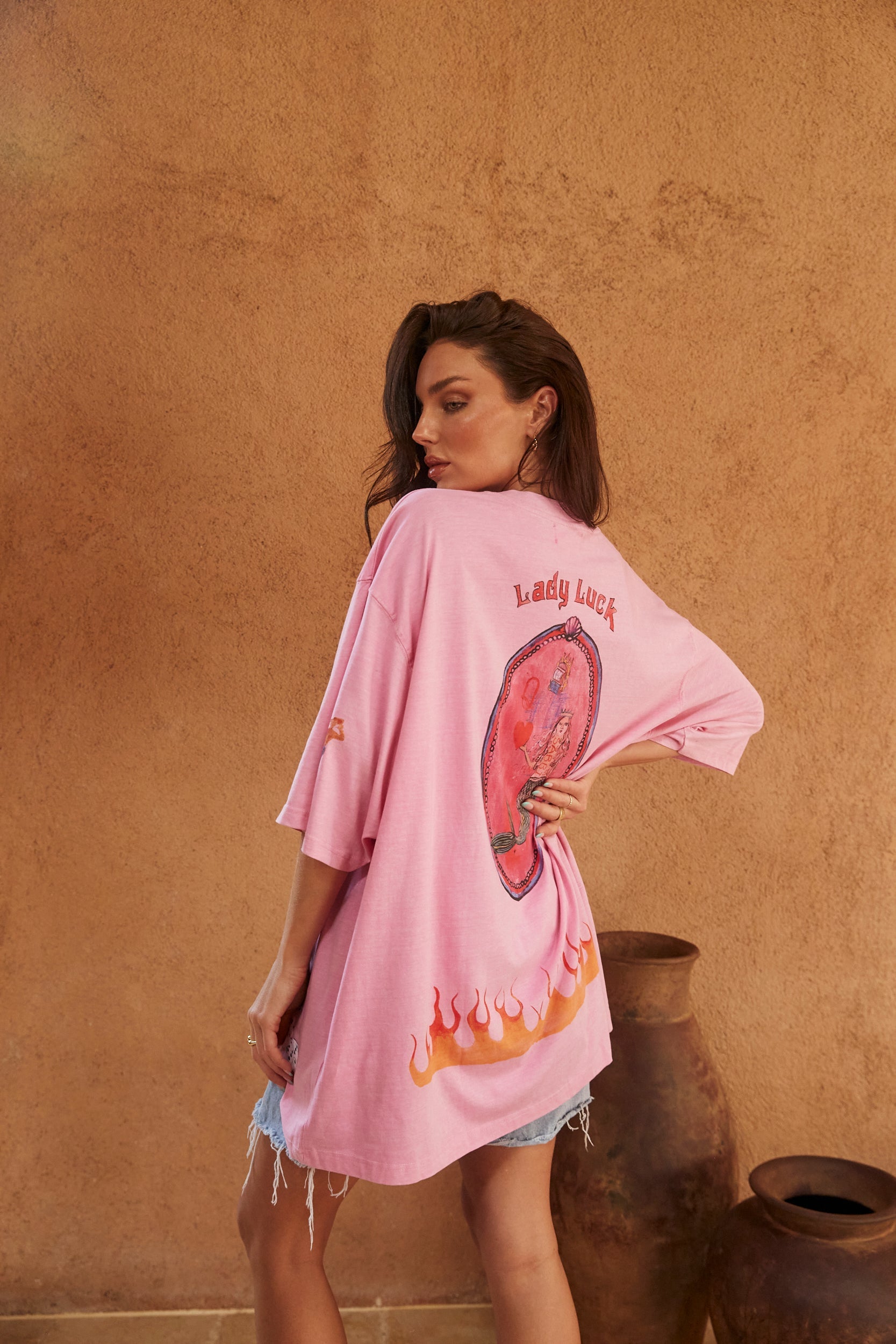 Sabbi The Very Oversized Lucky Mermaid Tee | Bright Pink (PRE-ORDER)