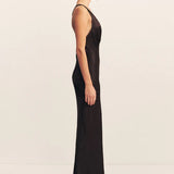 Shona Joy La Lune Plunged Cross Back Maxi Dress | Black