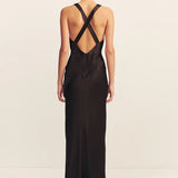 Shona Joy La Lune Plunged Cross Back Maxi Dress | Black