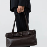 St Agni Belt Detail Baguette Bag | Coffee