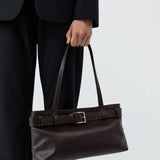 St Agni Belt Detail Baguette Bag | Coffee