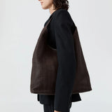 St Agni Lattice Weave Large Tote | Coffee