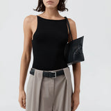 St Agni Perforated Slim Bateu Tote | Black