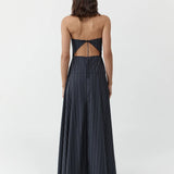 St Agni Strapless Rouleau Dress | Ink Stripe