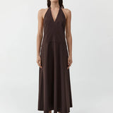 St Agni Halter Plunge Dress | Bark