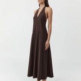 St Agni Halter Plunge Dress | Bark