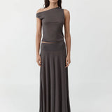 St Agni Fine Jersey Asymm Top | Soot