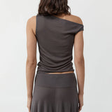 St Agni Fine Jersey Asymm Top | Soot