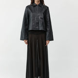 St Agni Leather Minimal Jacket | Black