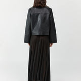 St Agni Leather Minimal Jacket | Black
