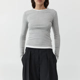 St Agni Organic Cotton Layered Long Sleeve | Grey Marle (PRE-ORDER)