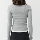 St Agni Organic Cotton Layered Long Sleeve | Grey Marle (PRE-ORDER)