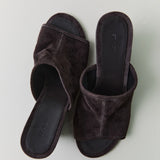 St Agni Suede Bandeau Wedge | Coffee