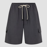 Bassike Crushed Cotton Cargo Short | Washed Black