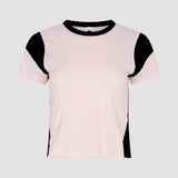 Bassike Moto Baby T-Shirt | Powder Pink/Black