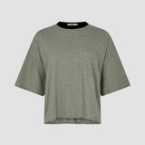 Bassike Stripe Boxy Pocket T-Shirt | Green/Blue/White
