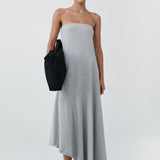 St Agni Strapless Cotton Jersey Dress | Light Grey Marle
