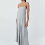 St Agni Strapless Cotton Jersey Dress | Light Grey Marle