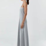 St Agni Strapless Cotton Jersey Dress | Light Grey Marle