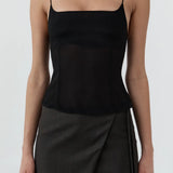 St Agni Stretch Silk Cami | Black