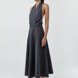 St Agni Halter Circle Hem Dress | Iron Glaze (PRE-ORDER)