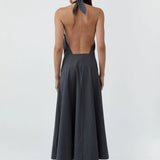 St Agni Halter Circle Hem Dress | Iron Glaze (PRE-ORDER)