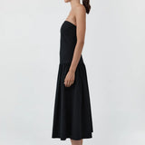 St Agni Gathered Strapless Minimal Dress | Black