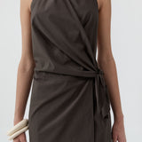 St Agni Halter Wrap Backless Dress | Wood (PRE-ORDER)