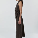 St Agni Halter Wrap Backless Dress | Wood (PRE-ORDER)