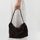 St Agni Suede Woven Envelope Mini Tote | Coffee