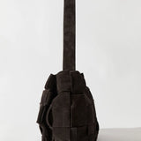 St Agni Suede Woven Envelope Mini Tote | Coffee
