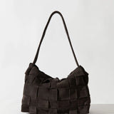 St Agni Suede Woven Envelope Mini Tote | Coffee